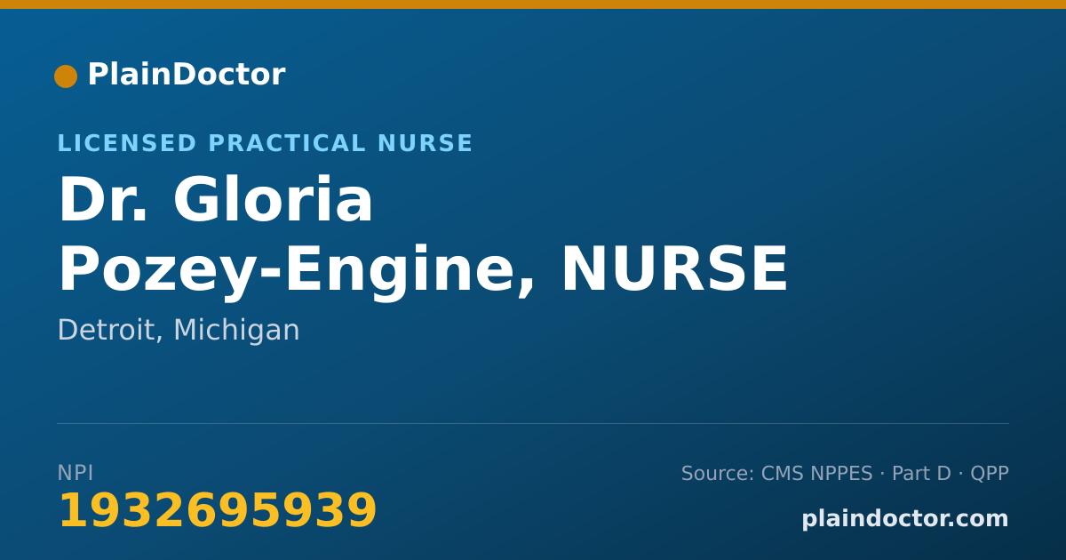 Shareable card for Gloria Pozey-Engine, NURSE - Licensed Practical Nurse, Detroit, MI