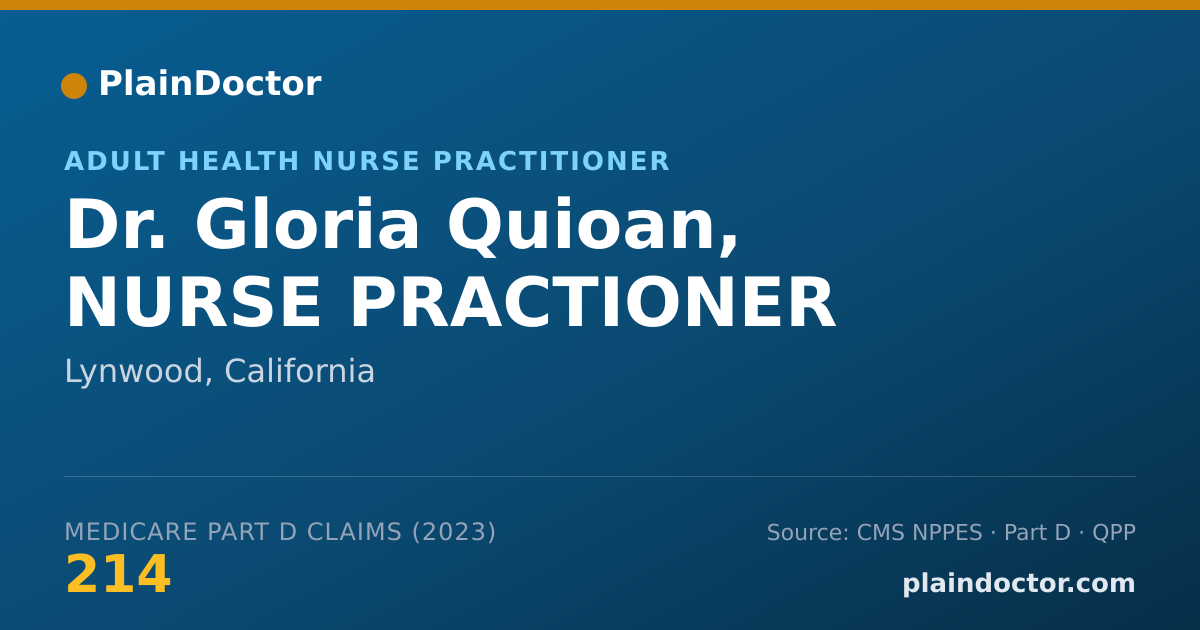 Shareable card for Gloria Quioan, NURSE PRACTIONER - Adult Health Nurse Practitioner, Lynwood, CA