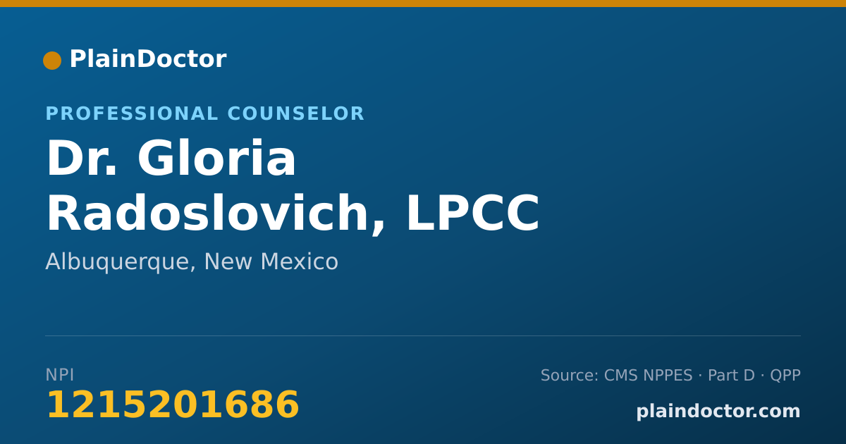Shareable card for Gloria Radoslovich, LPCC - Professional Counselor, Albuquerque, NM