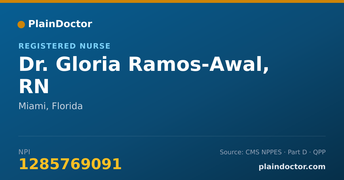 Shareable card for Gloria Ramos-Awal, RN - Registered Nurse, Miami, FL