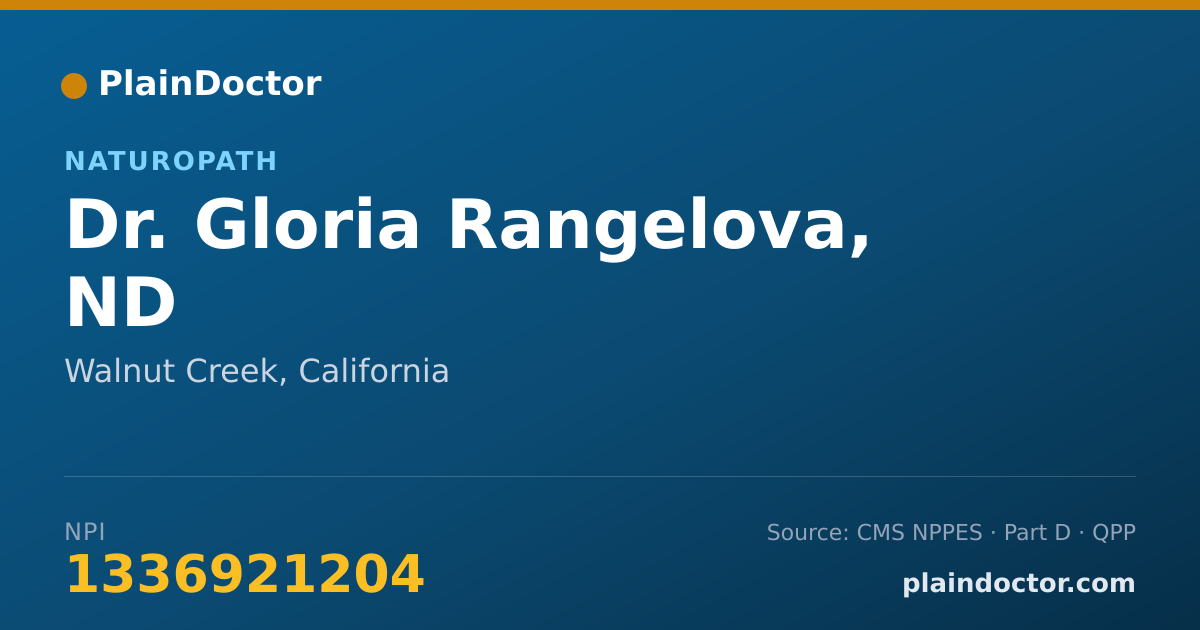Shareable card for Gloria Rangelova, ND - Naturopath, Walnut Creek, CA