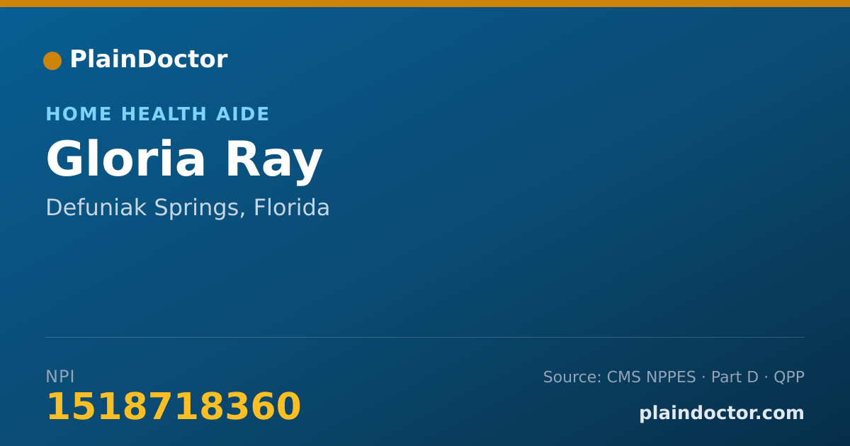 Shareable card for Gloria Ray - Home Health Aide, Defuniak Springs, FL