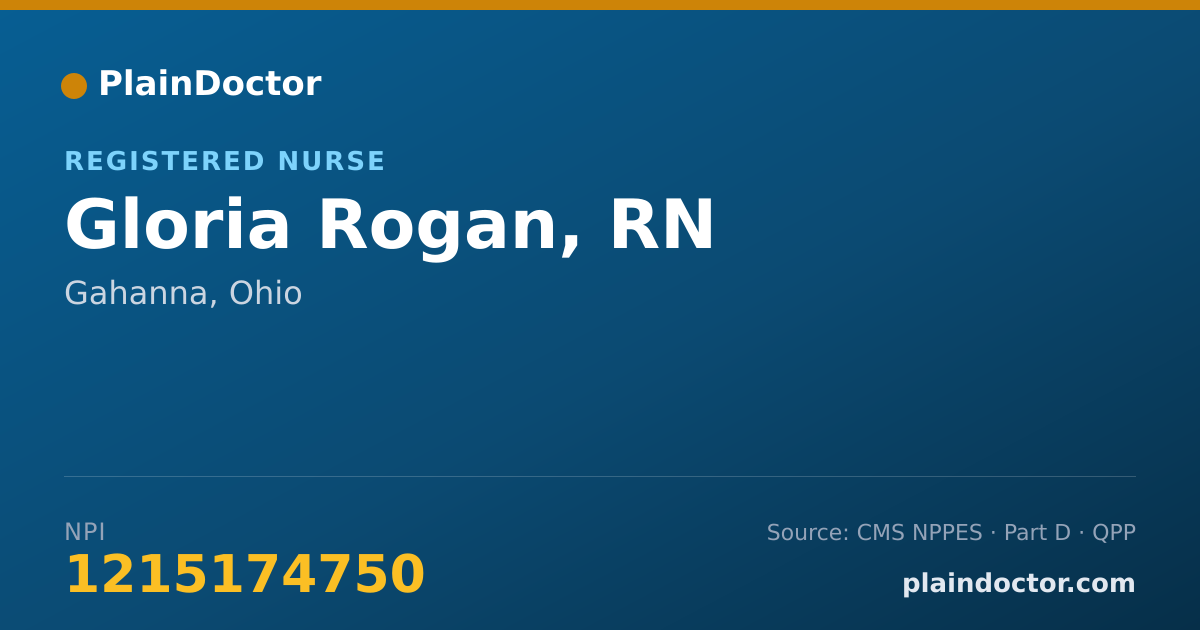 Shareable card for Gloria Rogan, RN - Registered Nurse, Gahanna, OH