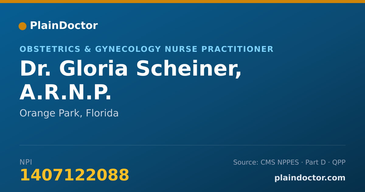 Shareable card for Gloria Scheiner, A.R.N.P. - Obstetrics & Gynecology Nurse Practitioner, Orange Park, FL