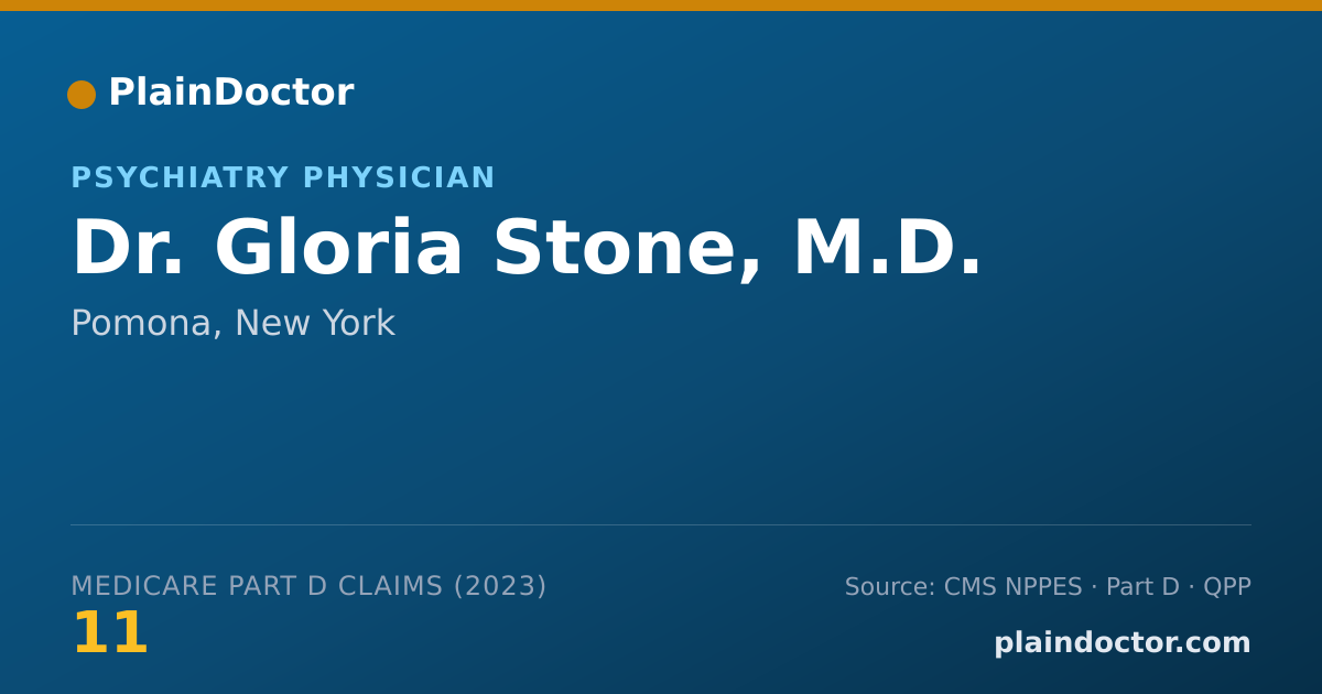 Shareable card for Gloria Stone, M.D. - Psychiatry Physician, Pomona, NY