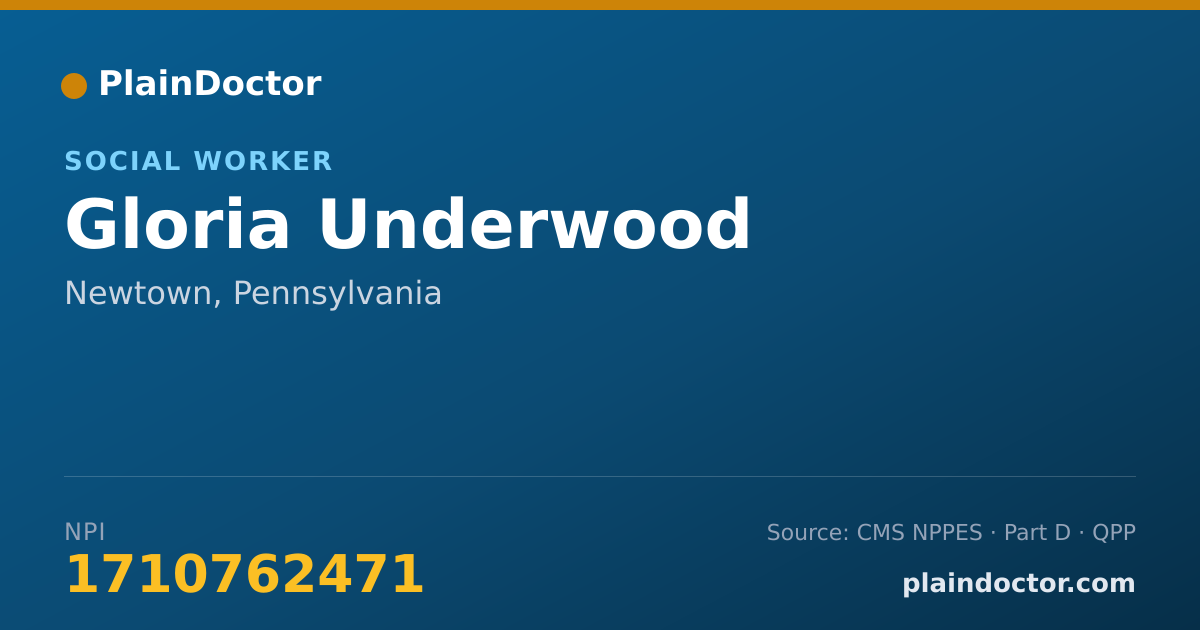 Shareable card for Gloria Underwood - Social Worker, Newtown, PA