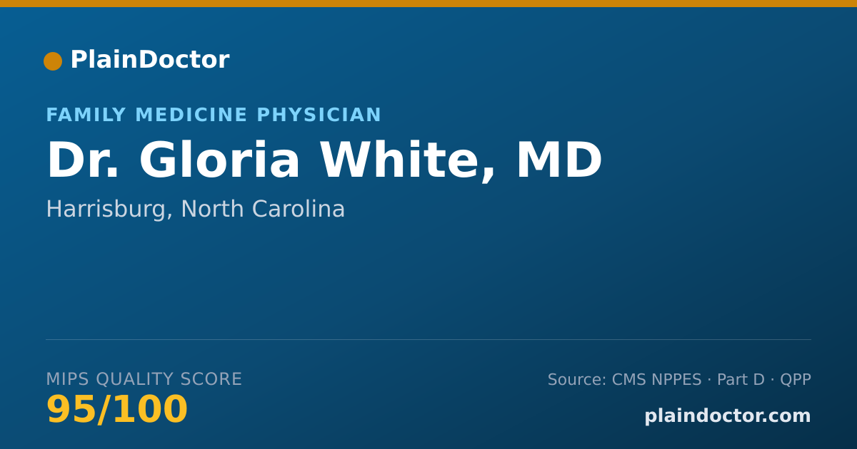 Shareable card for Gloria White, MD - Family Medicine Physician, Harrisburg, NC
