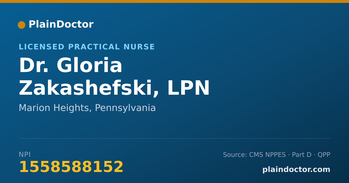 Shareable card for Gloria Zakashefski, LPN - Licensed Practical Nurse, Marion Heights, PA