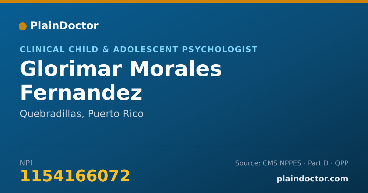 Shareable card for Glorimar Morales Fernandez - Clinical Child & Adolescent Psychologist, Quebradillas, PR