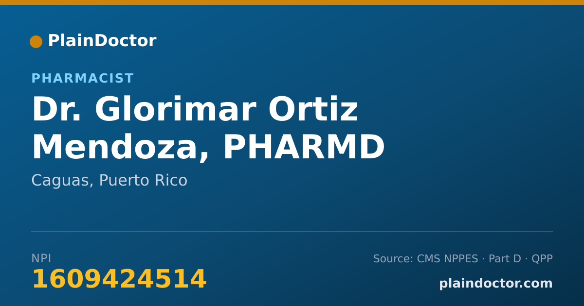 Shareable card for Glorimar Ortiz Mendoza, PHARMD - Pharmacist, Caguas, PR
