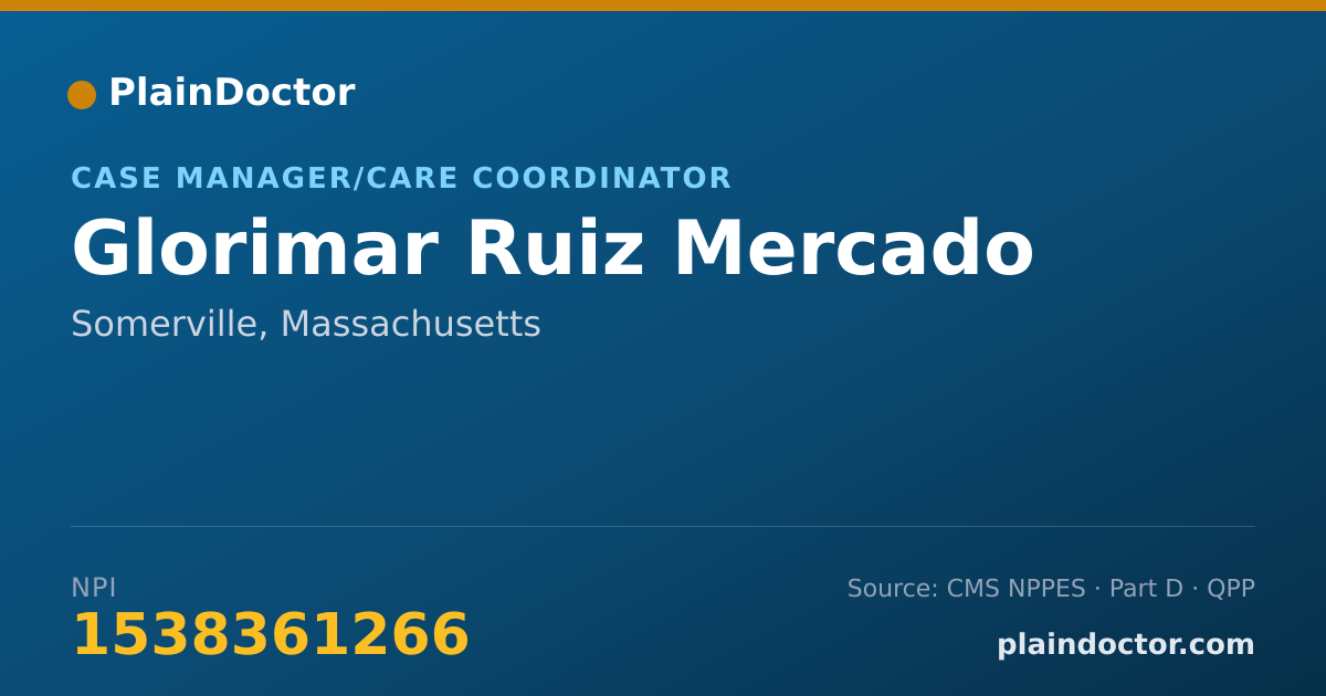 Shareable card for Glorimar Ruiz Mercado - Case Manager/Care Coordinator, Somerville, MA