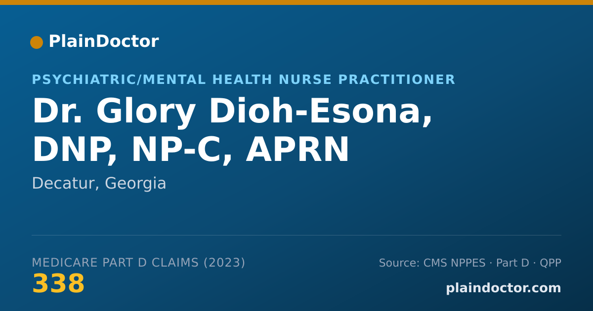 Shareable card for Glory Dioh-Esona, DNP, NP-C, APRN - Psychiatric/Mental Health Nurse Practitioner, Decatur, GA
