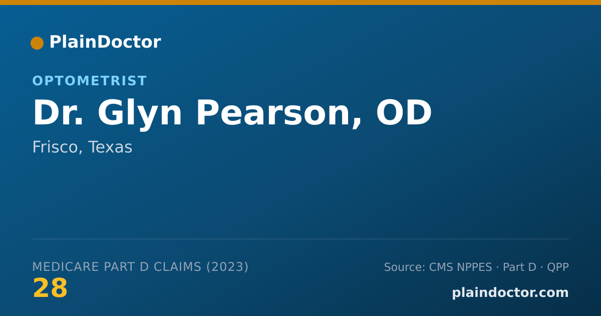 Shareable card for Glyn Pearson, OD - Optometrist, Frisco, TX