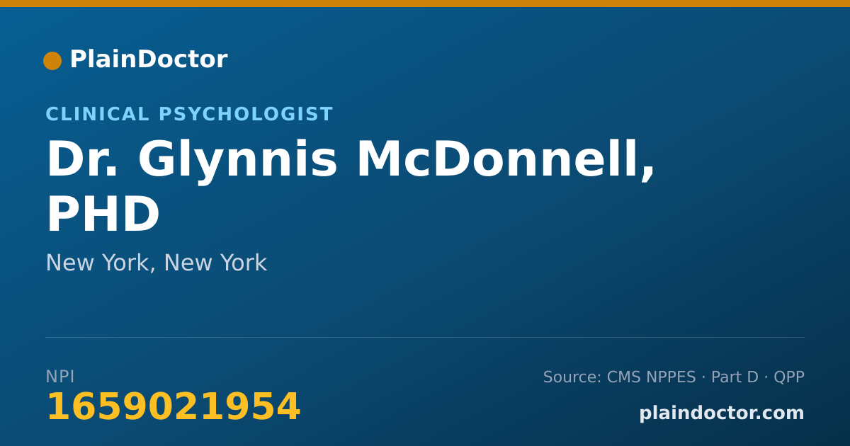 Shareable card for Glynnis McDonnell, PHD - Clinical Psychologist, New York, NY