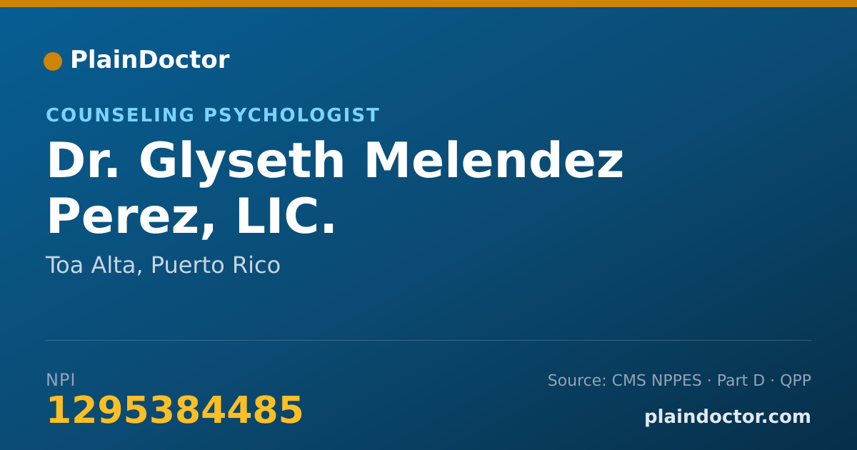 Shareable card for Glyseth Melendez Perez, LIC. - Counseling Psychologist, Toa Alta, PR