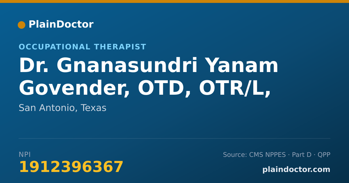Shareable card for Gnanasundri Yanam Govender, OTD, OTR/L, S/C - Occupational Therapist, San Antonio, TX