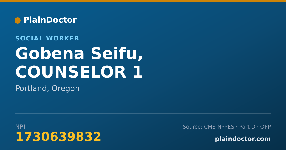 Shareable card for Gobena Seifu, COUNSELOR 1 - Adult Companion, Portland, OR