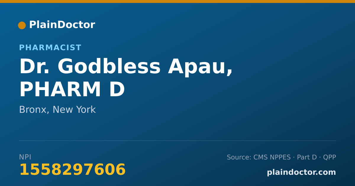 Shareable card for Godbless Apau, PHARM D - Pharmacist, Bronx, NY