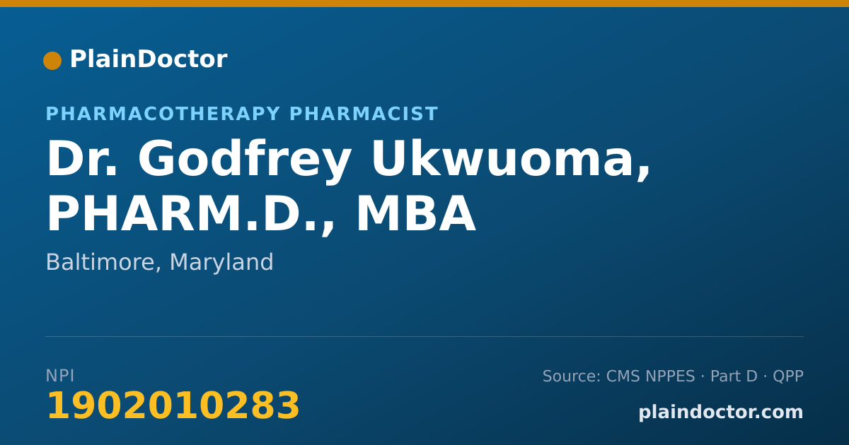 Shareable card for Godfrey Ukwuoma, PHARM.D., MBA - Pharmacotherapy Pharmacist, Baltimore, MD