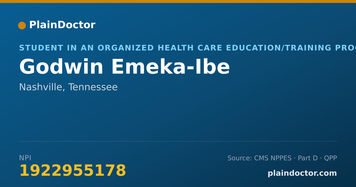 Shareable card for Godwin Emeka-Ibe - Student in an Organized Health Care Education/Training Program, Nashville, TN