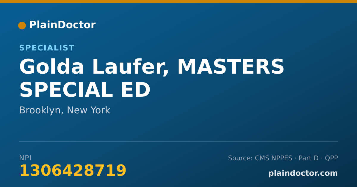 Shareable card for Golda Laufer, MASTERS SPECIAL ED - Specialist, Brooklyn, NY
