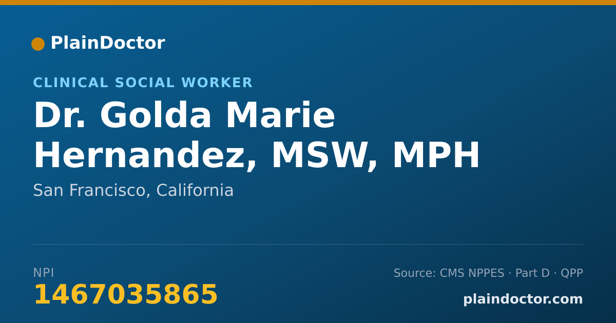 Shareable card for Golda Marie Hernandez, MSW, MPH - Clinical Social Worker, San Francisco, CA