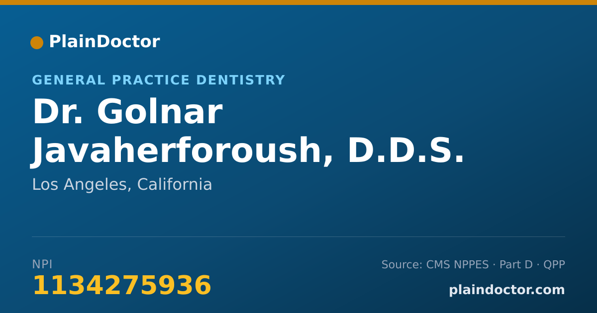 Shareable card for Golnar Javaherforoush, D.D.S. - General Practice Dentistry, Los Angeles, CA