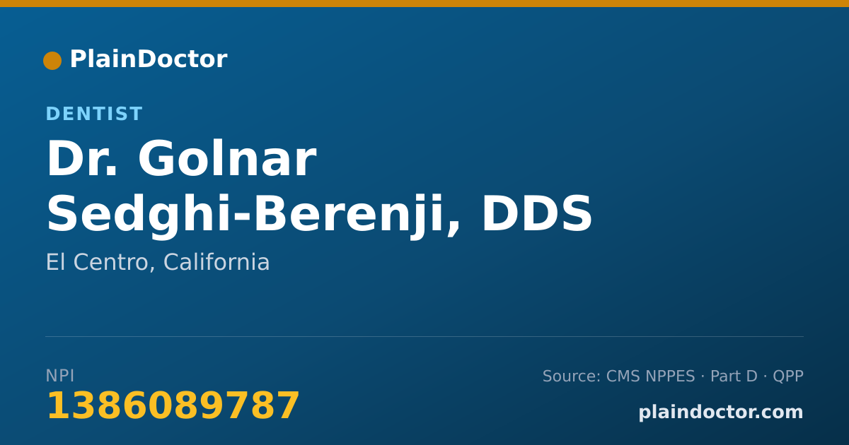 Shareable card for Golnar Sedghi-Berenji, DDS - Dentist, El Centro, CA