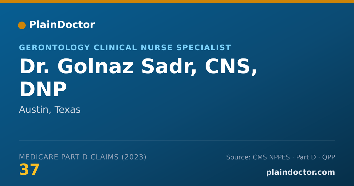 Shareable card for Golnaz Sadr, CNS, DNP - Gerontology Clinical Nurse Specialist, Austin, TX