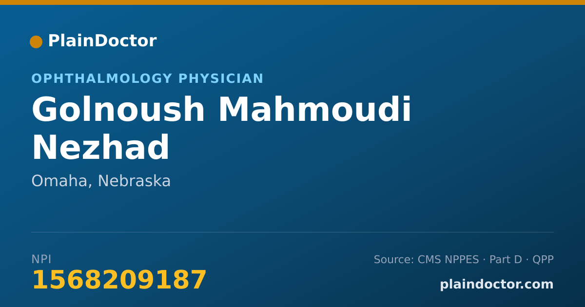Shareable card for Golnoush Mahmoudi Nezhad - Ophthalmology Physician, Omaha, NE
