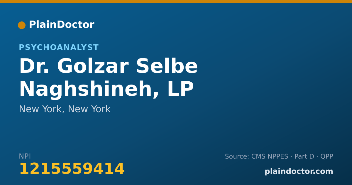 Shareable card for Golzar Selbe Naghshineh, LP - Psychoanalyst, New York, NY