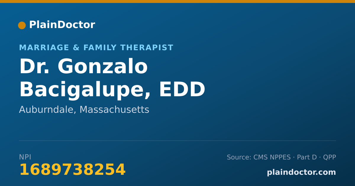 Shareable card for Gonzalo Bacigalupe, EDD - Marriage & Family Therapist, Auburndale, MA