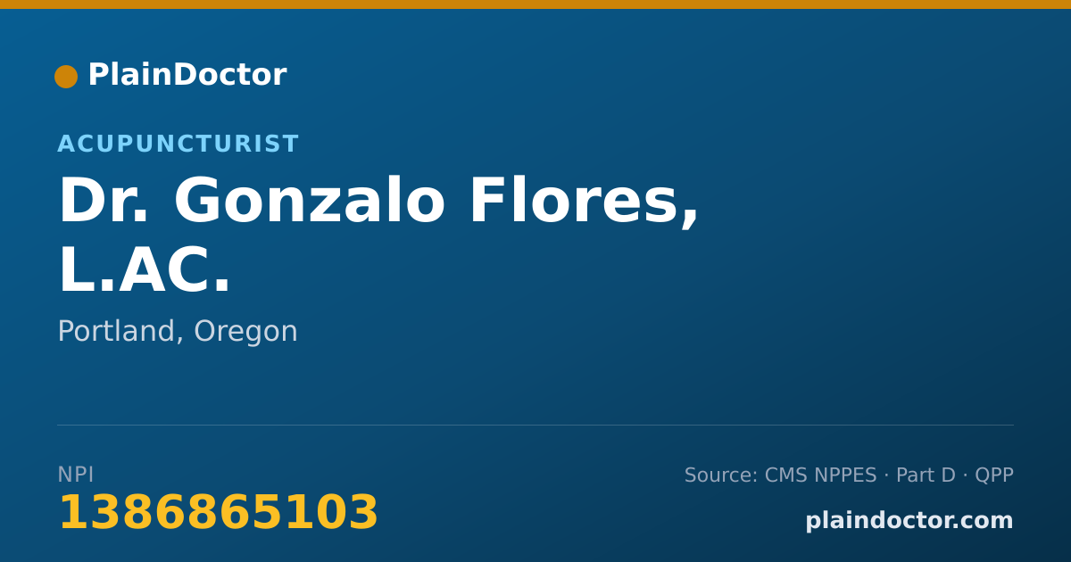 Shareable card for Gonzalo Flores, L.AC. - Acupuncturist, Portland, OR