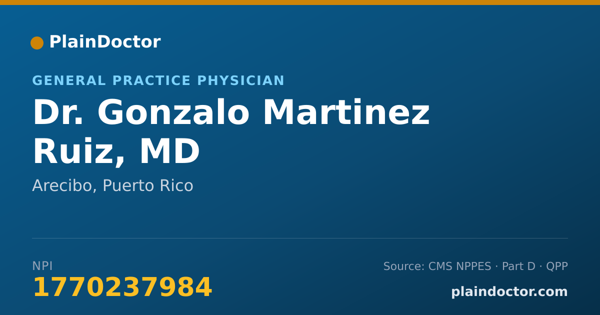 Shareable card for Gonzalo Martinez Ruiz, MD - General Practice Physician, Arecibo, PR
