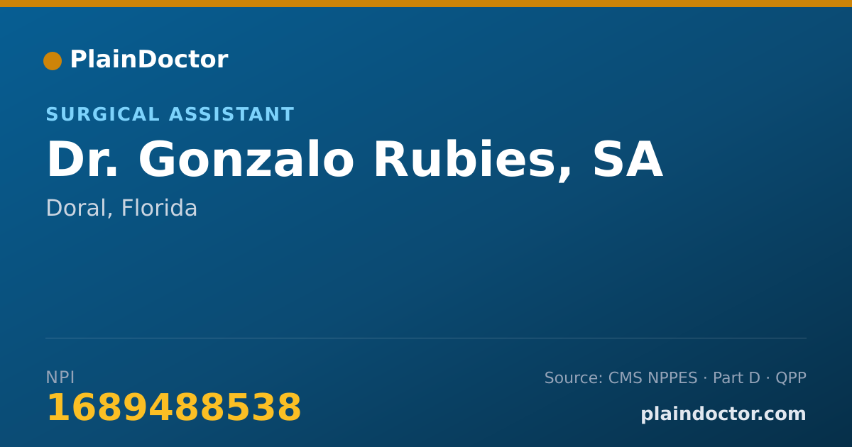 Shareable card for Gonzalo Rubies, SA - Surgical Assistant, Doral, FL