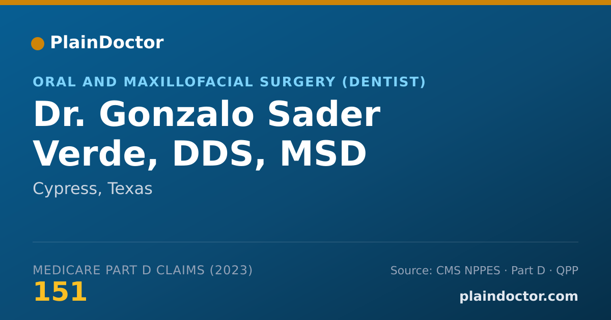 Shareable card for Gonzalo Sader Verde, DDS, MSD - Oral and Maxillofacial Surgery (Dentist), Cypress, TX