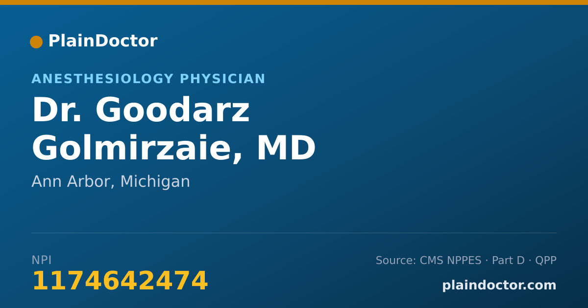 Shareable card for Goodarz Golmirzaie, MD - Anesthesiology Physician, Ann Arbor, MI
