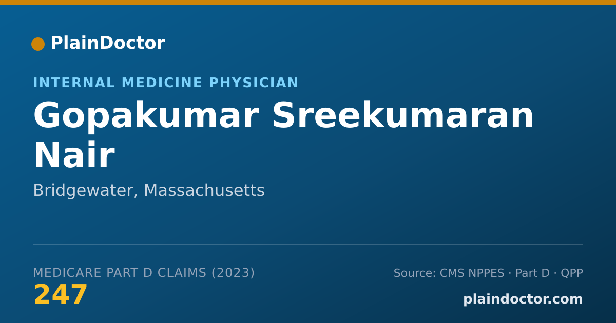 Shareable card for Gopakumar Sreekumaran Nair - Internal Medicine Physician, Bridgewater, MA