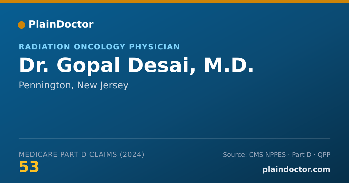 Shareable card for Gopal Desai, M.D. - Radiation Oncology Physician, Pennington, NJ