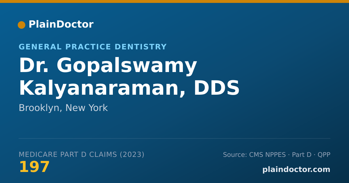Shareable card for Gopalswamy Kalyanaraman, DDS - General Practice Dentistry, Brooklyn, NY