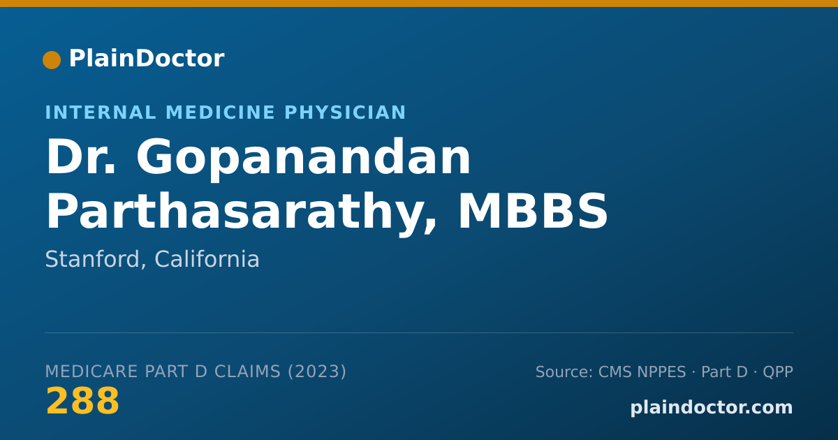 Shareable card for Gopanandan Parthasarathy, MBBS - Internal Medicine Physician, Stanford, CA