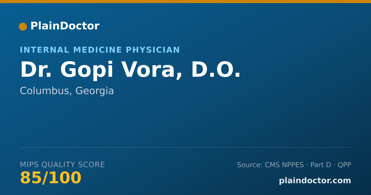 Shareable card for Gopi Vora, D.O. - Internal Medicine Physician, Columbus, GA