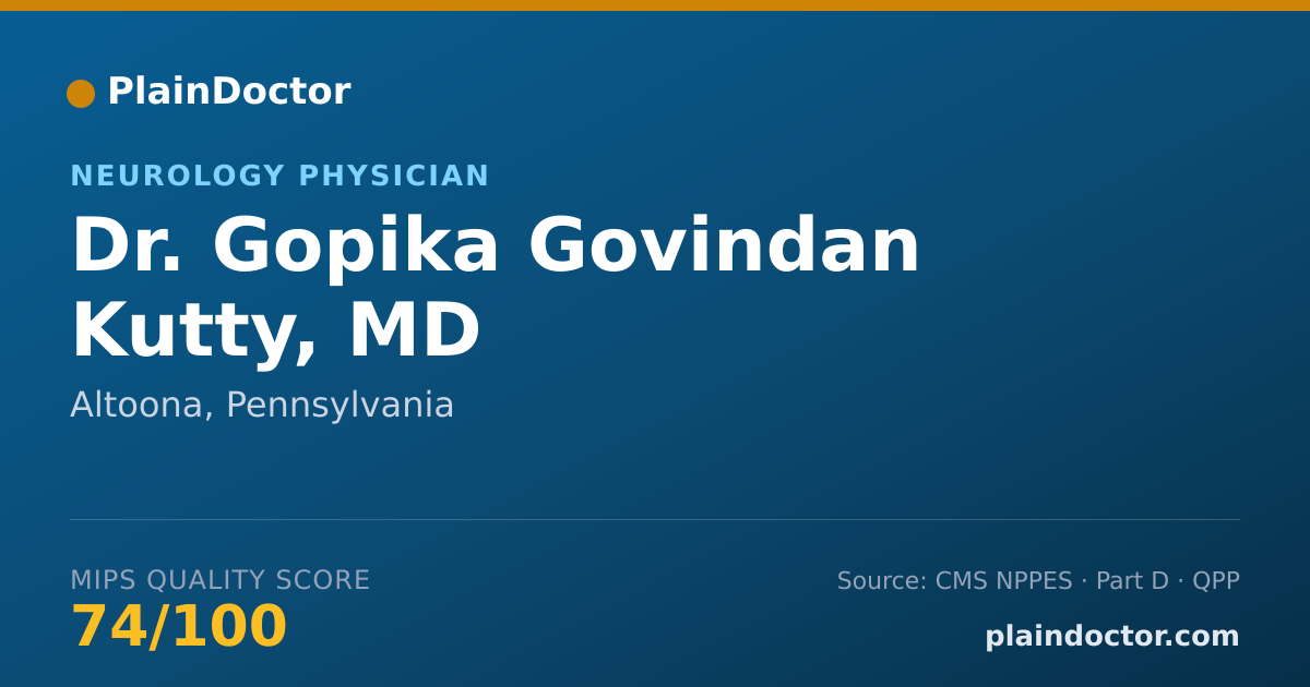 Shareable card for Gopika Govindan Kutty, MD - Neurology Physician, Altoona, PA