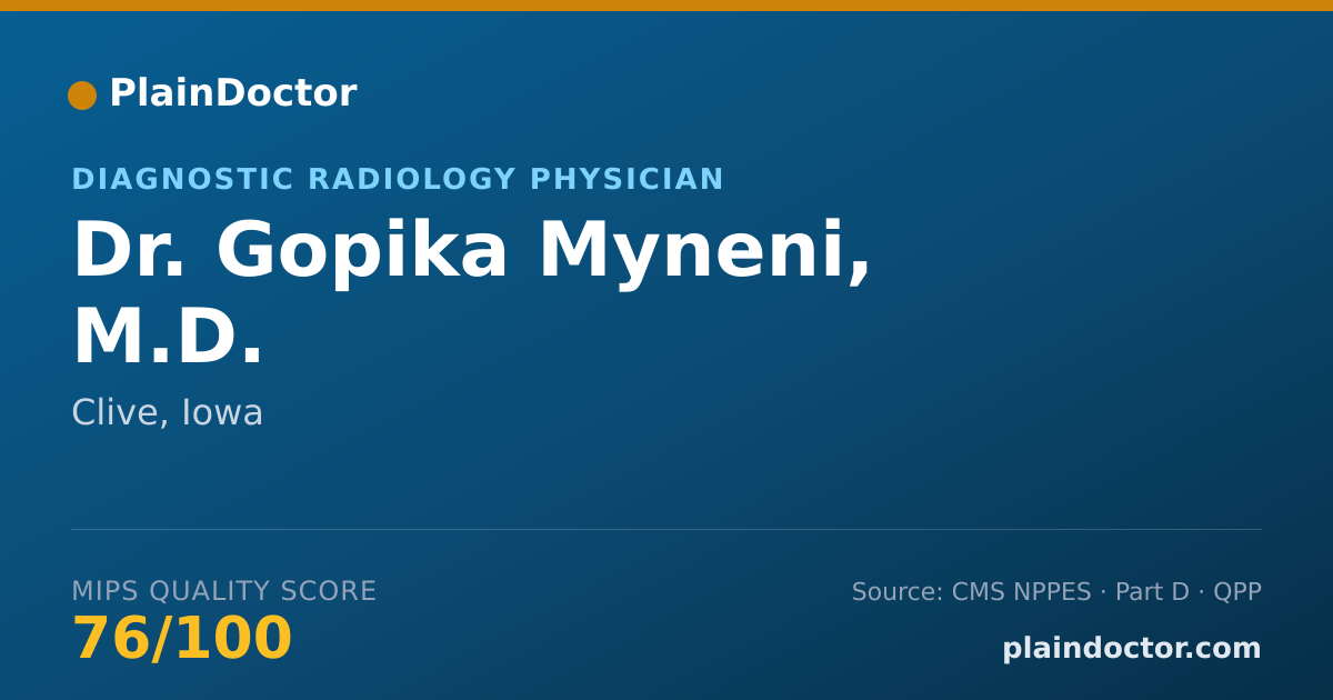Shareable card for Gopika Myneni, M.D. - Diagnostic Radiology Physician, Clive, IA