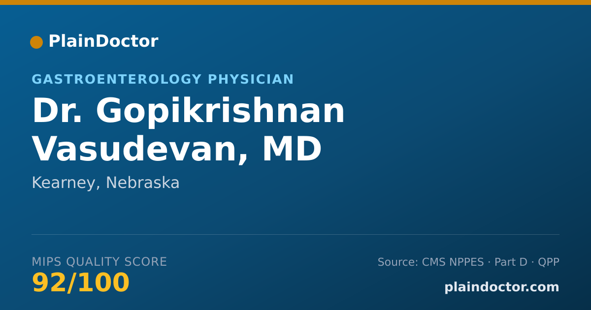 Shareable card for Gopikrishnan Vasudevan, MD - Gastroenterology Physician, Kearney, NE