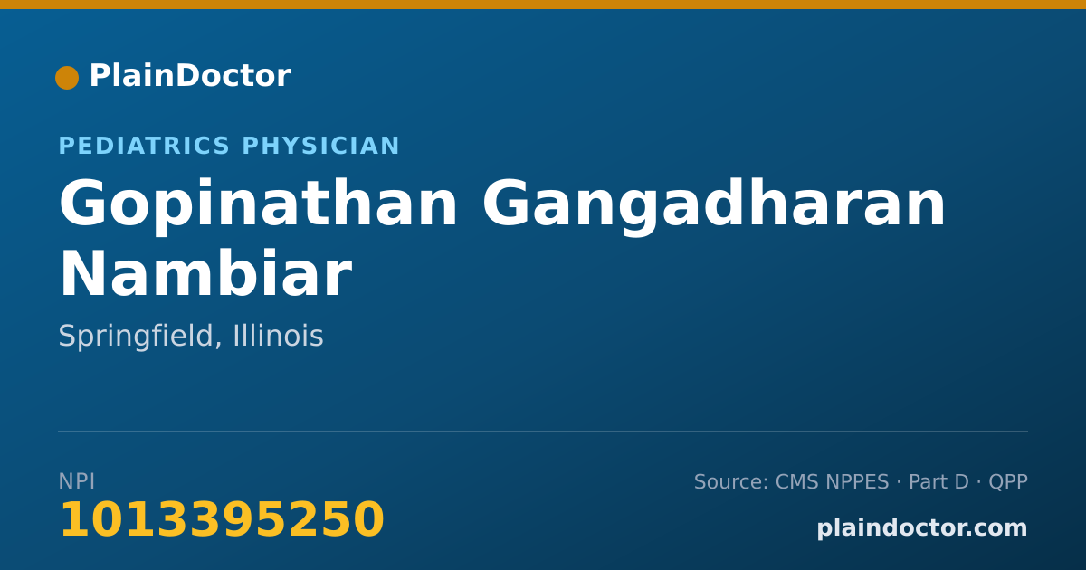 Shareable card for Gopinathan Gangadharan Nambiar - Pediatrics Physician, Springfield, IL