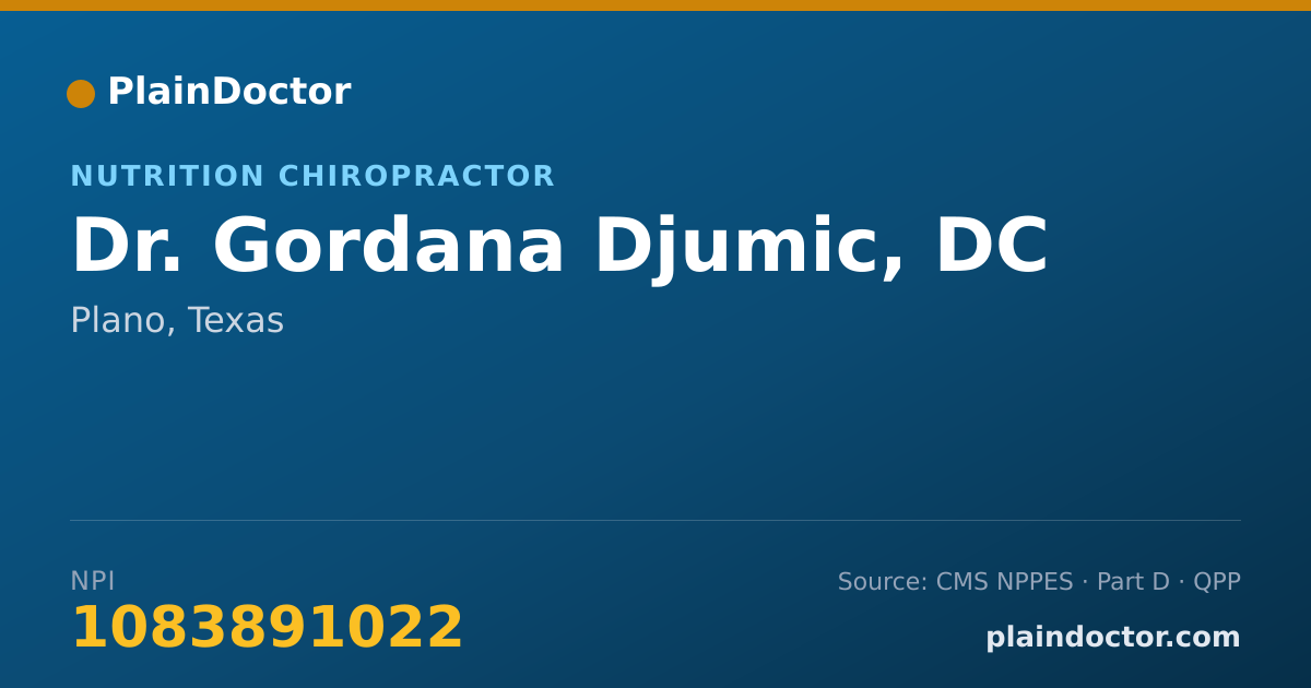 Shareable card for Gordana Djumic, DC - Nutrition Chiropractor, Plano, TX