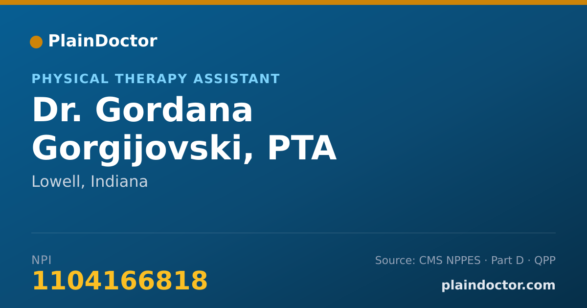 Shareable card for Gordana Gorgijovski, PTA - Physical Therapy Assistant, Lowell, IN