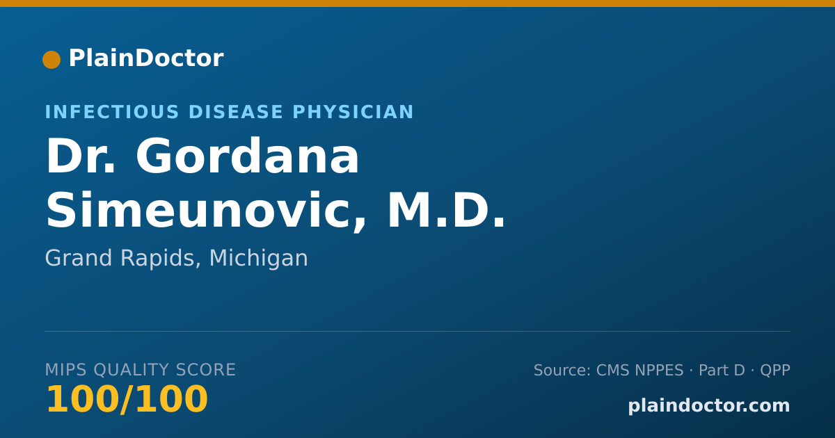 Shareable card for Gordana Simeunovic, M.D. - Infectious Disease Physician, Grand Rapids, MI
