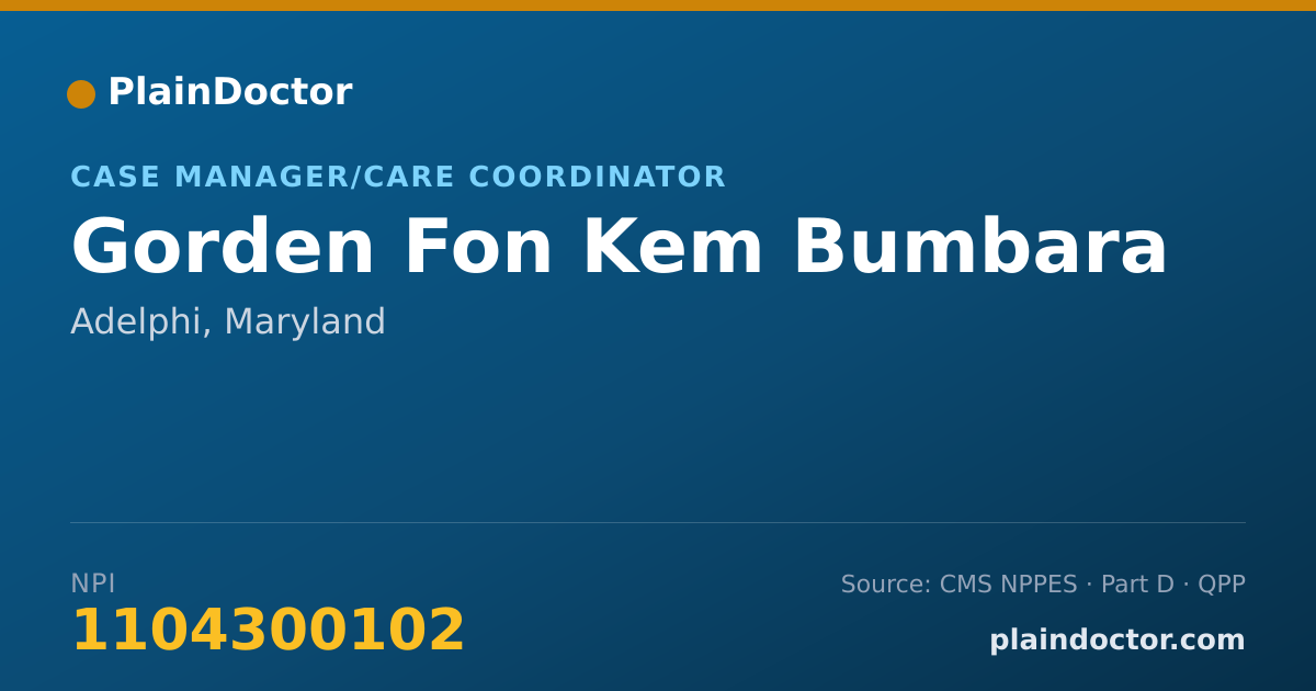 Shareable card for Gorden Fon Kem Bumbara - Case Manager/Care Coordinator, Adelphi, MD
